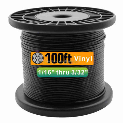 Giá tốt. 7x7 Sợi dây phủ vinyl màu đen 1/16 Inch Overmolded đến 3/32 Inch Outdoor Light Guide Wire 100ft Dịch vụ xử lý khác trực tuyến