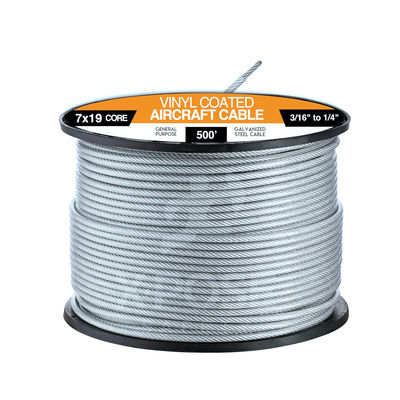 Giá tốt. Cáp máy bay thép kẽm cao 1770MPa 7x19 3/16 