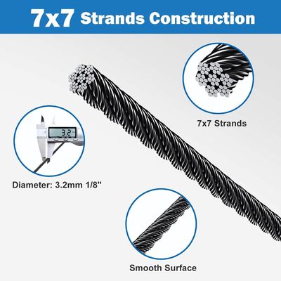 Giá tốt. Cable Railing Kit Hardware T316 Cable máy bay 7x7 Strand 500ft 1/8