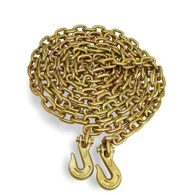 Xích hàn chịu tải nặng mạ kẽm vàng 3/8'' x 20 ft G70 với móc cẩu Clevis