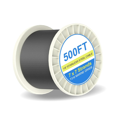 Giá tốt. Sợi dây trong kho 1/8 inch thép không gỉ Cáp máy bay 500 ft 7x7 sợi dây thép cho xây dựng trực tuyến